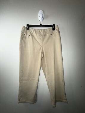 Ruby Rd. Women's Tan Pull-On Wide Leg Cropped Pants Size 8